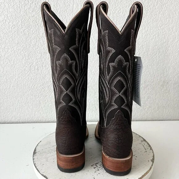 Lane SARATOGA Square Toe Cowboy Boots Dark Brown Western Cowgirl Mid Calf 6 - Picture 3 of 13